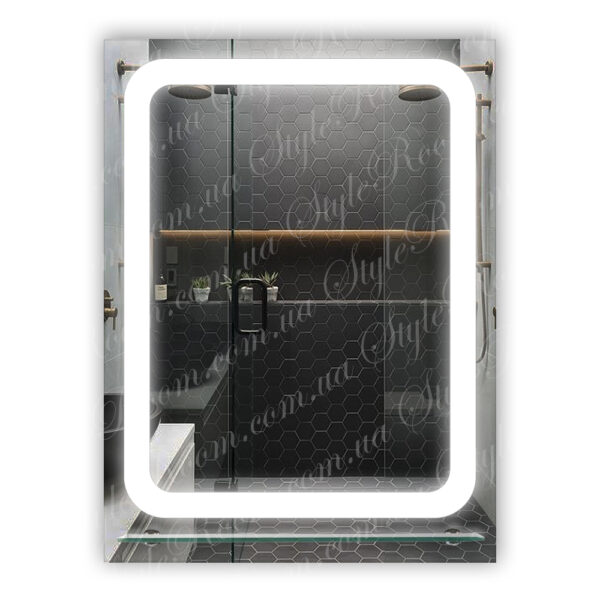 Зеркало с Led подсветкой D28 (600×800мм) с полкой